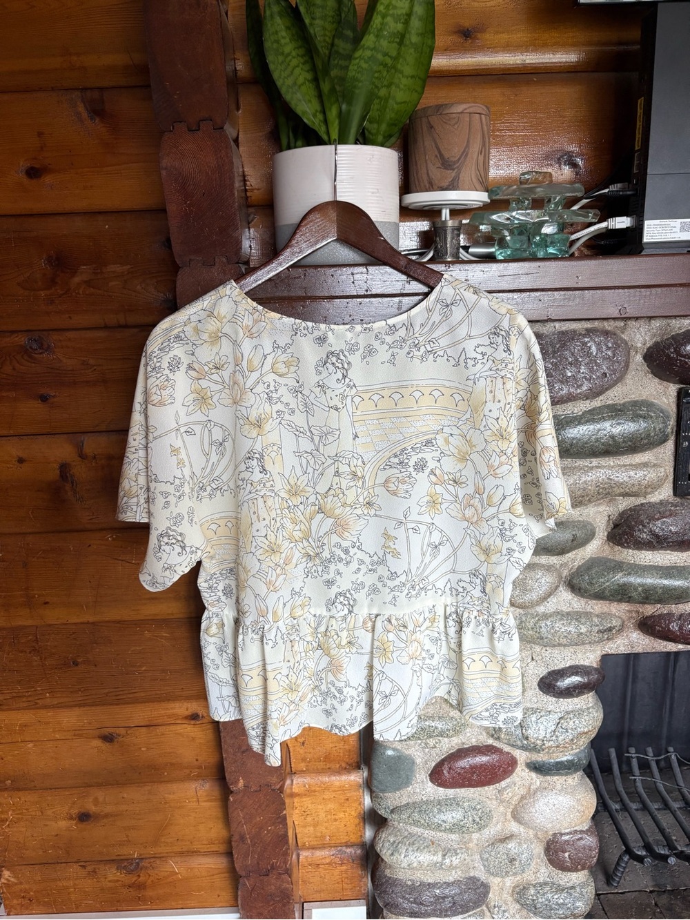Wilfred Aritzia Cottagecore Floral Peplum Blouse Medium Yellow - Picture 7 of 7